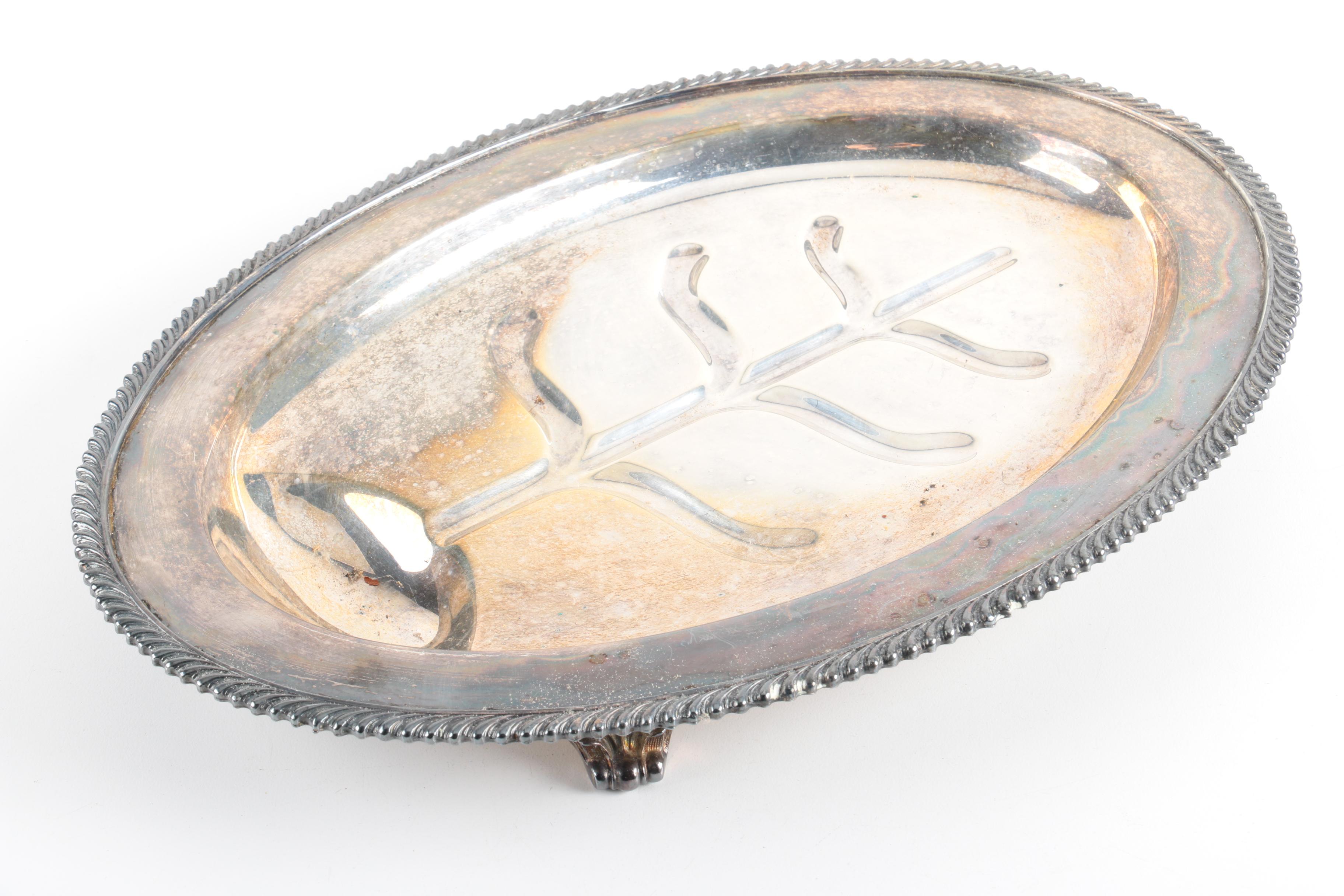 Wilcox "Ashley" Silver Plate Platter with Other Silver Plate Serveware