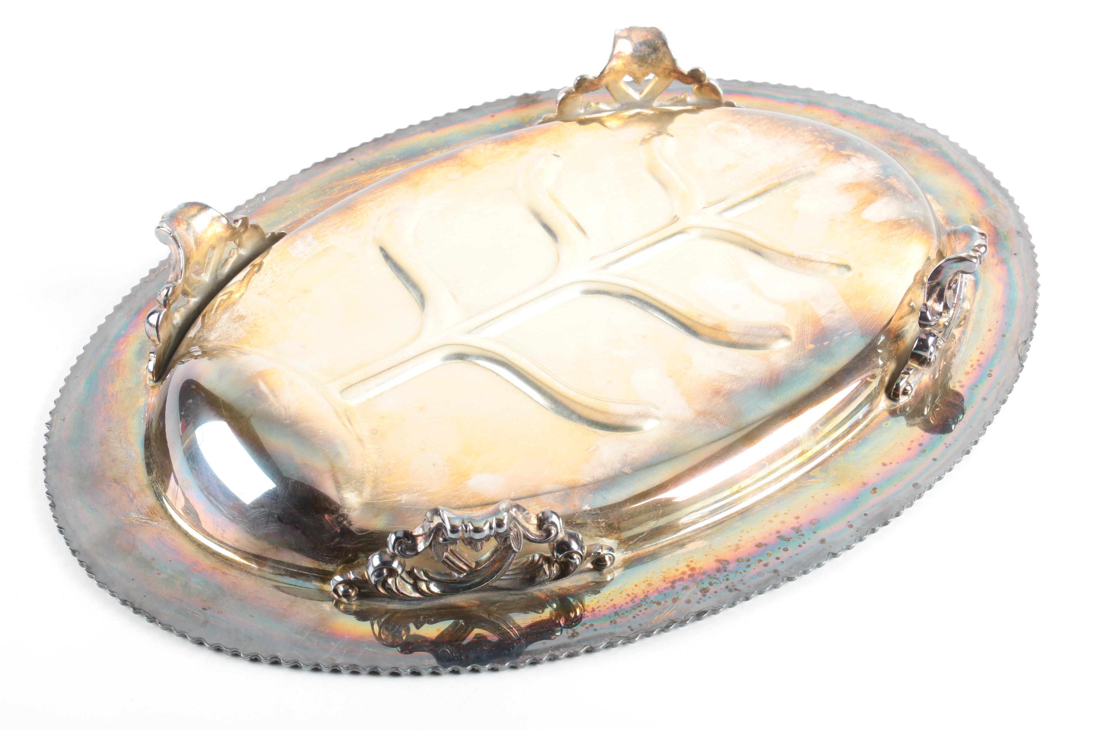 Wilcox "Ashley" Silver Plate Platter with Other Silver Plate Serveware