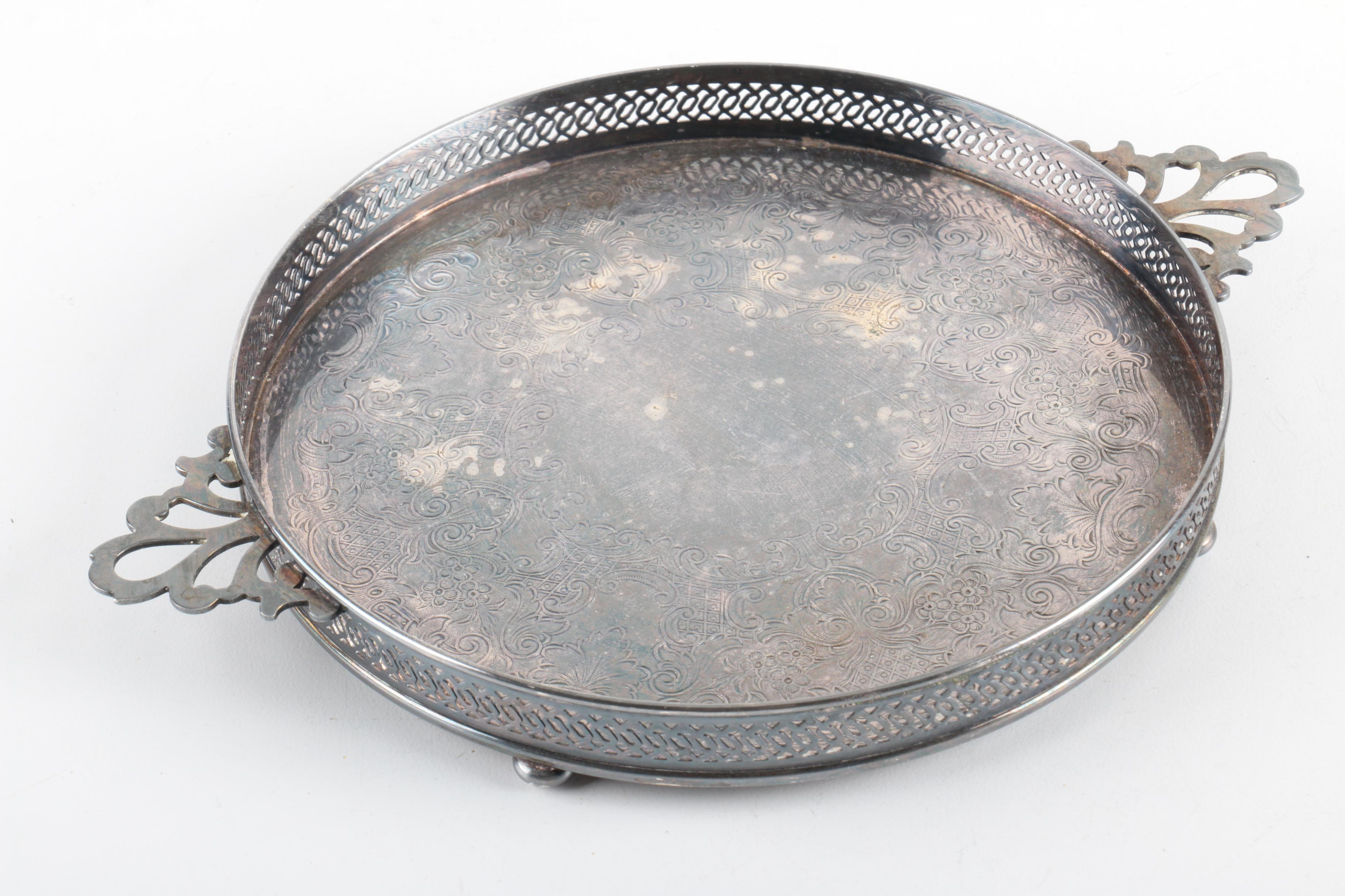 Wilcox "Ashley" Silver Plate Platter with Other Silver Plate Serveware