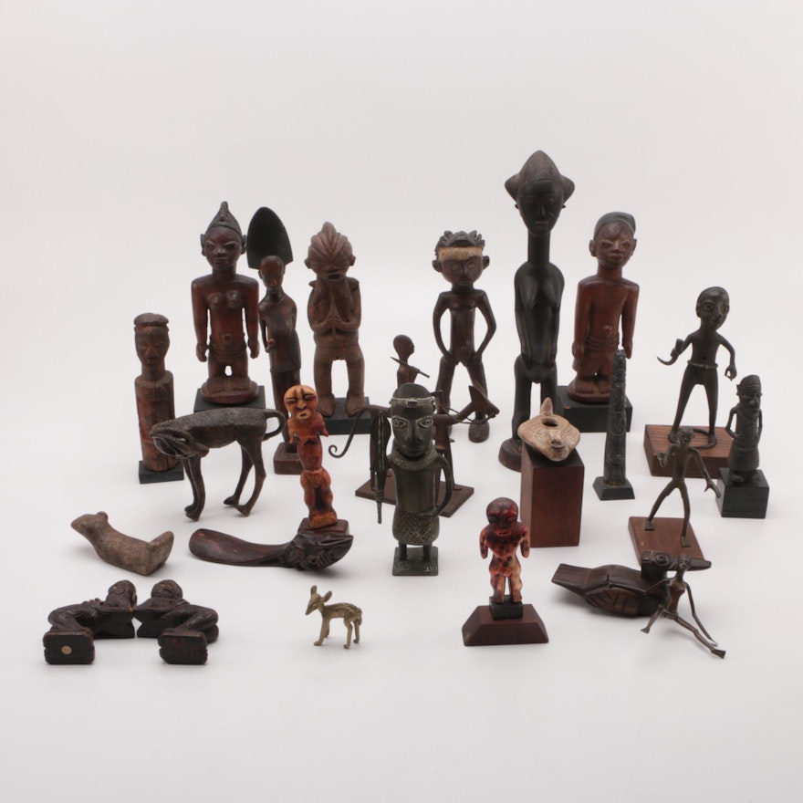 Ethnographic Figures of Various Cultures, in Bronze, Wood and Bone