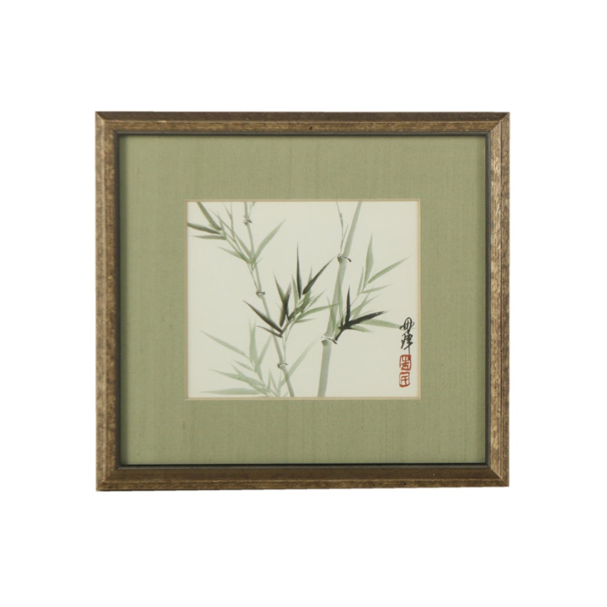 East Asian Style Watercolor Painting of Bamboo