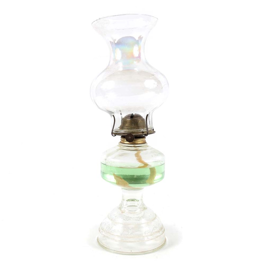 Antique Glass Hurricane Oil Lamp