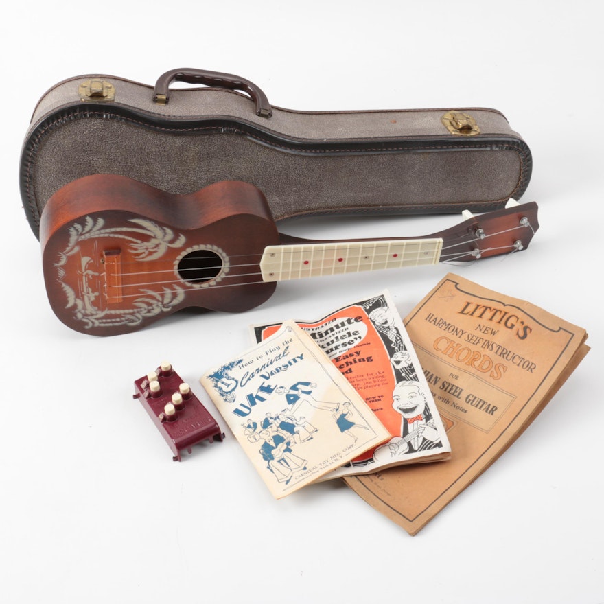 Vintage Ukulele with Case and Accessories