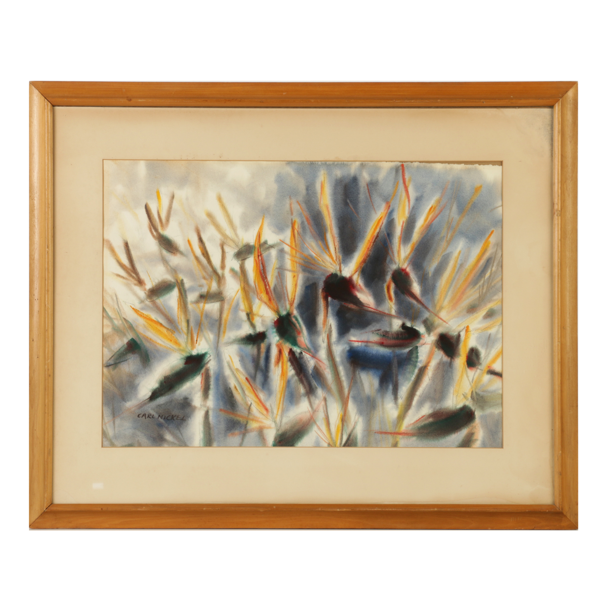 Carl Nickel Watercolor on Paper of Bird of Paradise Flowers