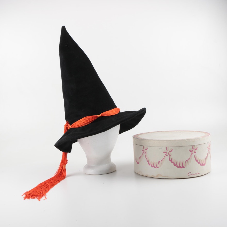 Halloween Black Pointed Witch Hat with Hat Box