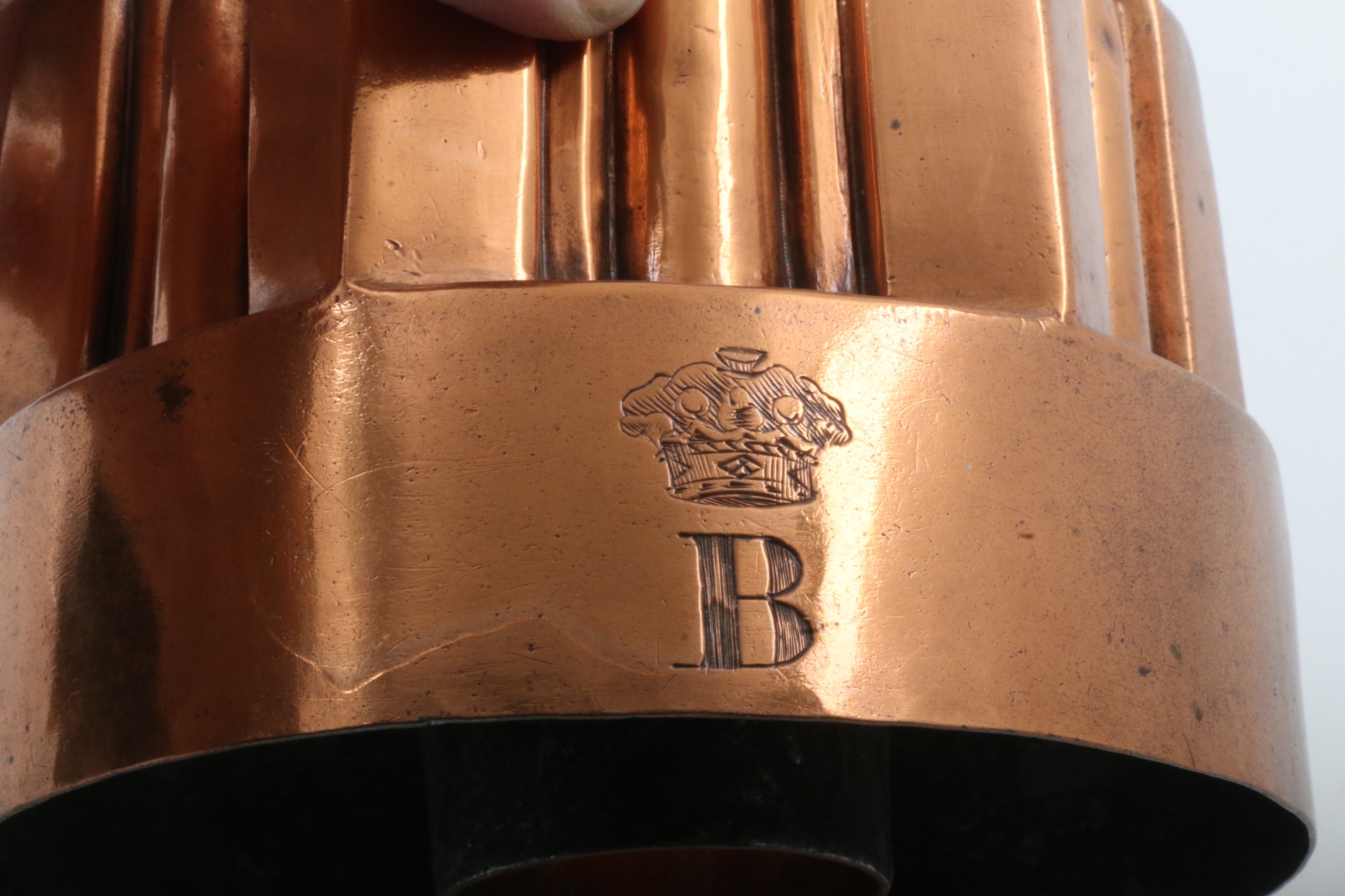 Antique English Copper Jelly Moulds including Benham Froud