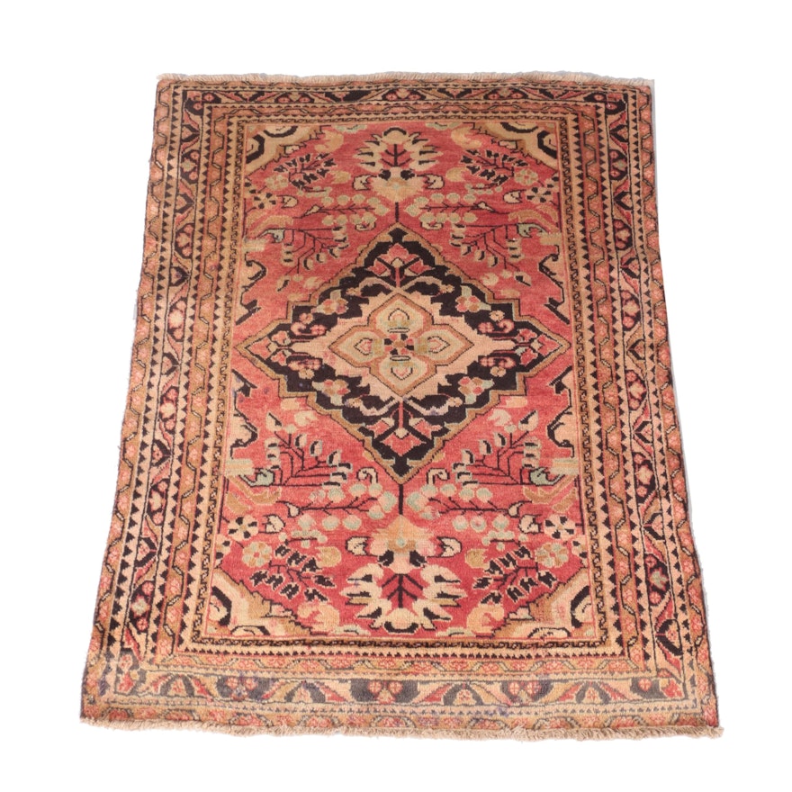 Hand-Knotted Persian Kurdish Wool Accent Rug