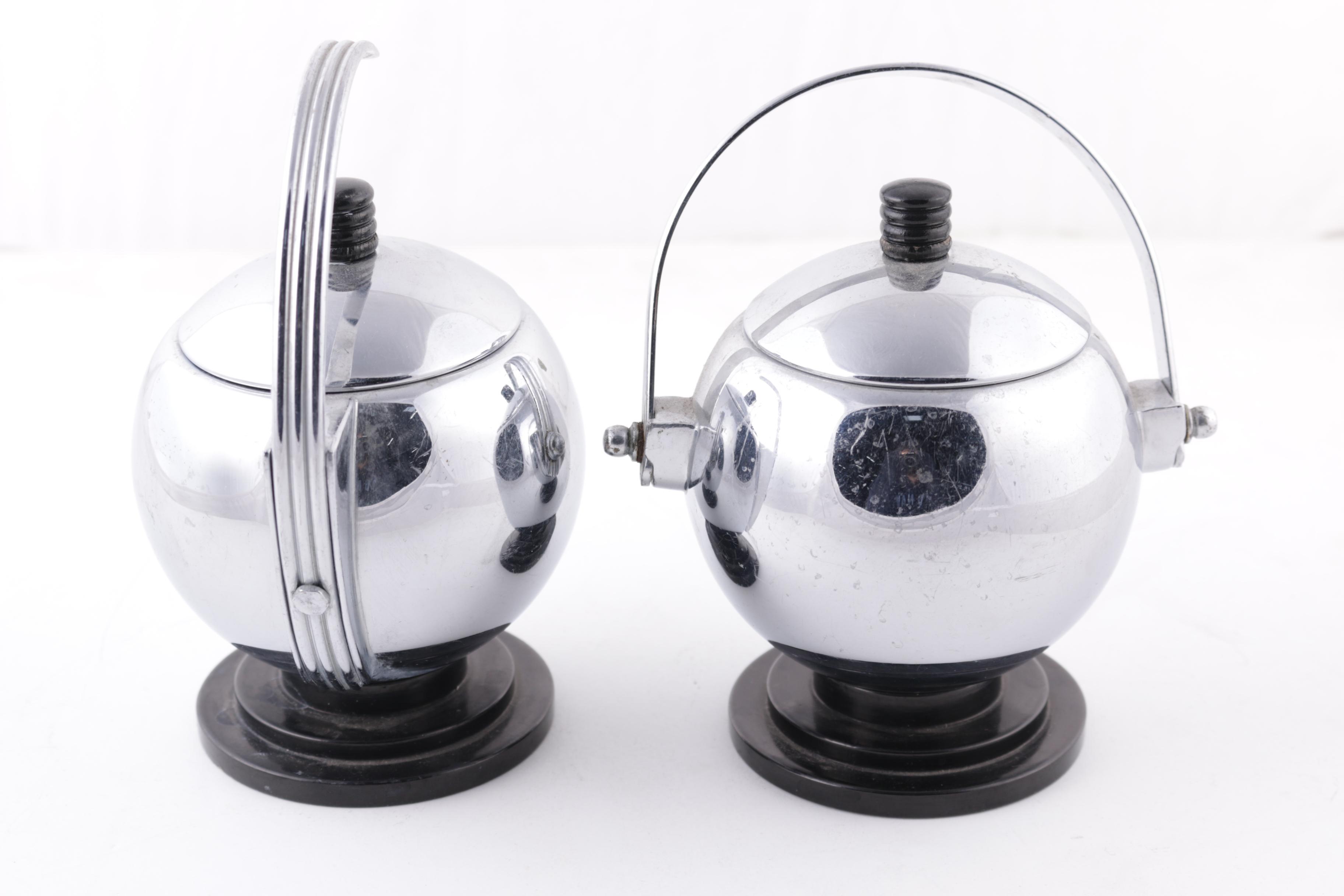 1930s Art Deco Manning Bowman "Harmony" Percolator and Additional Serviceware