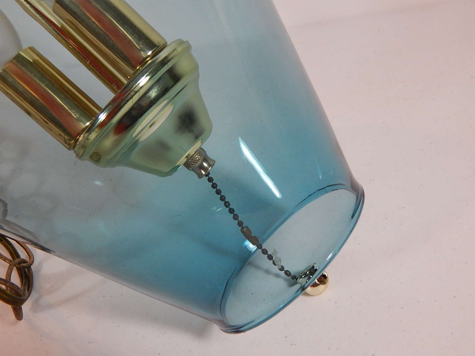 Mid Century Modern Blue Glass Pendant Lamp