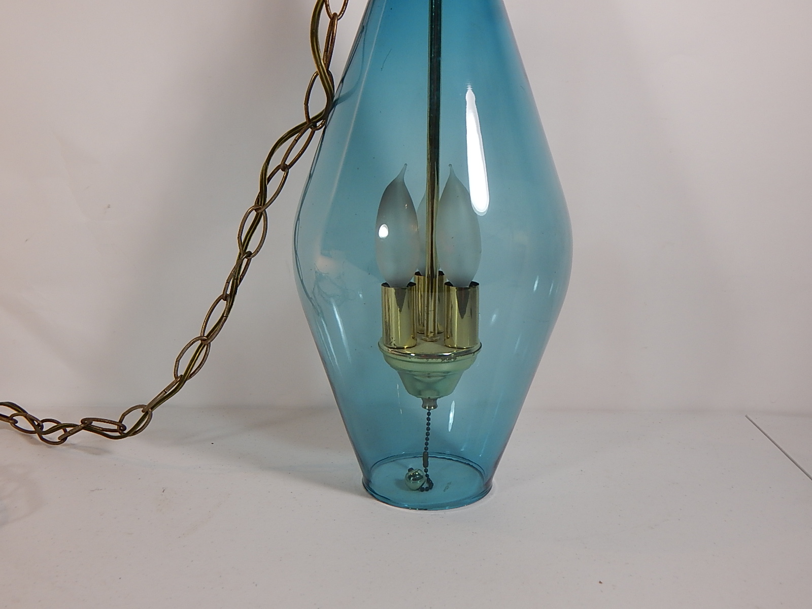 Mid Century Modern Blue Glass Pendant Lamp