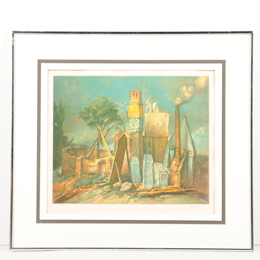 Limited Edition Embellished Reproduction Print of Ruins