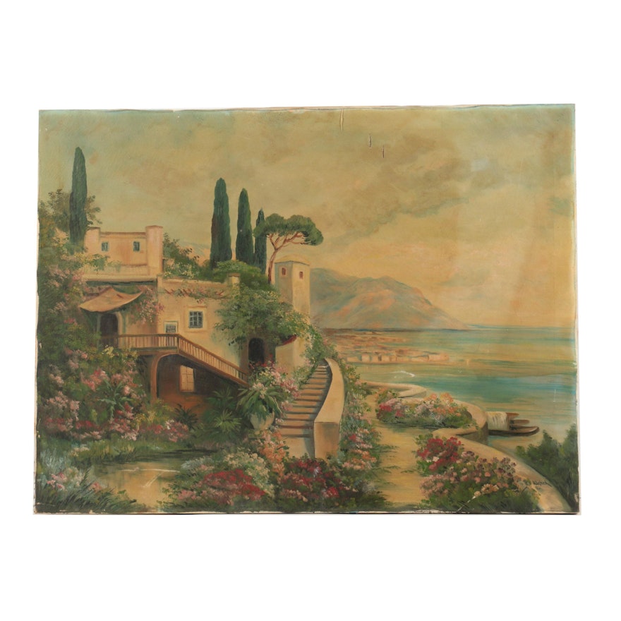 Welsch Oil Painting on Canvas of Seaside Home