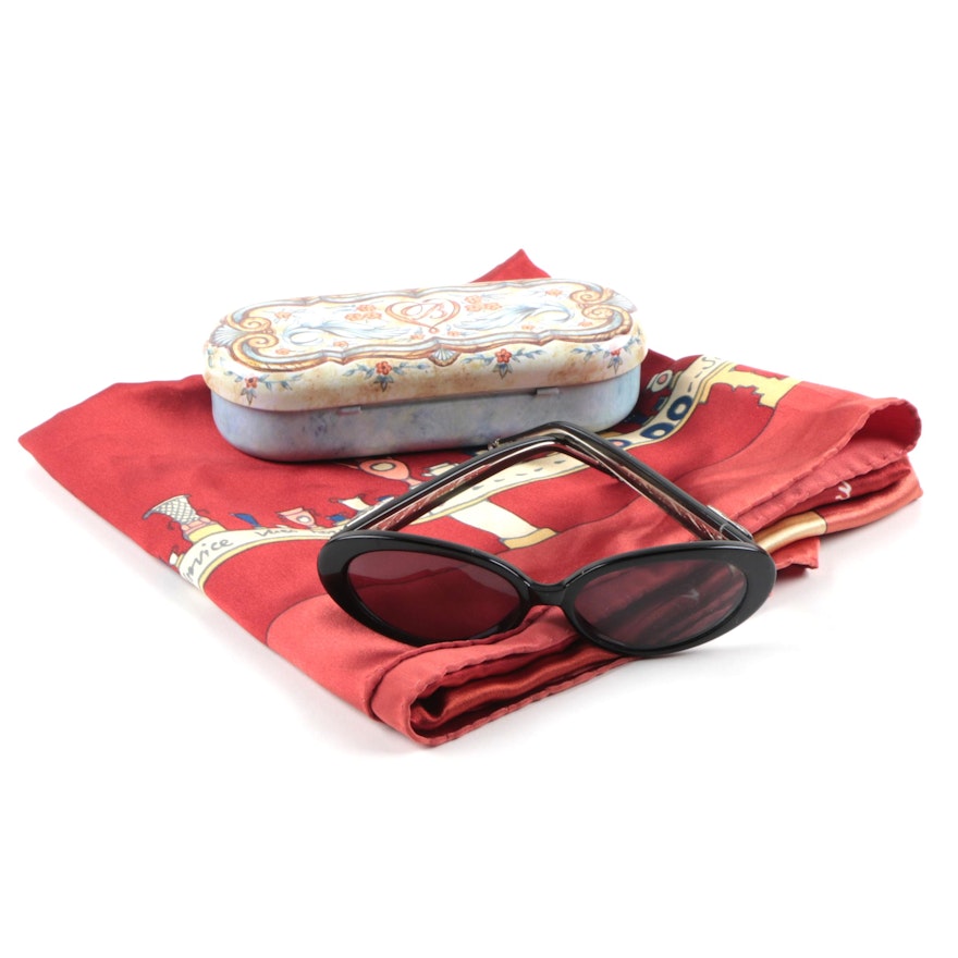 Brighton Sunglasses and Reunion des Musee Nationaux Silk Scarf