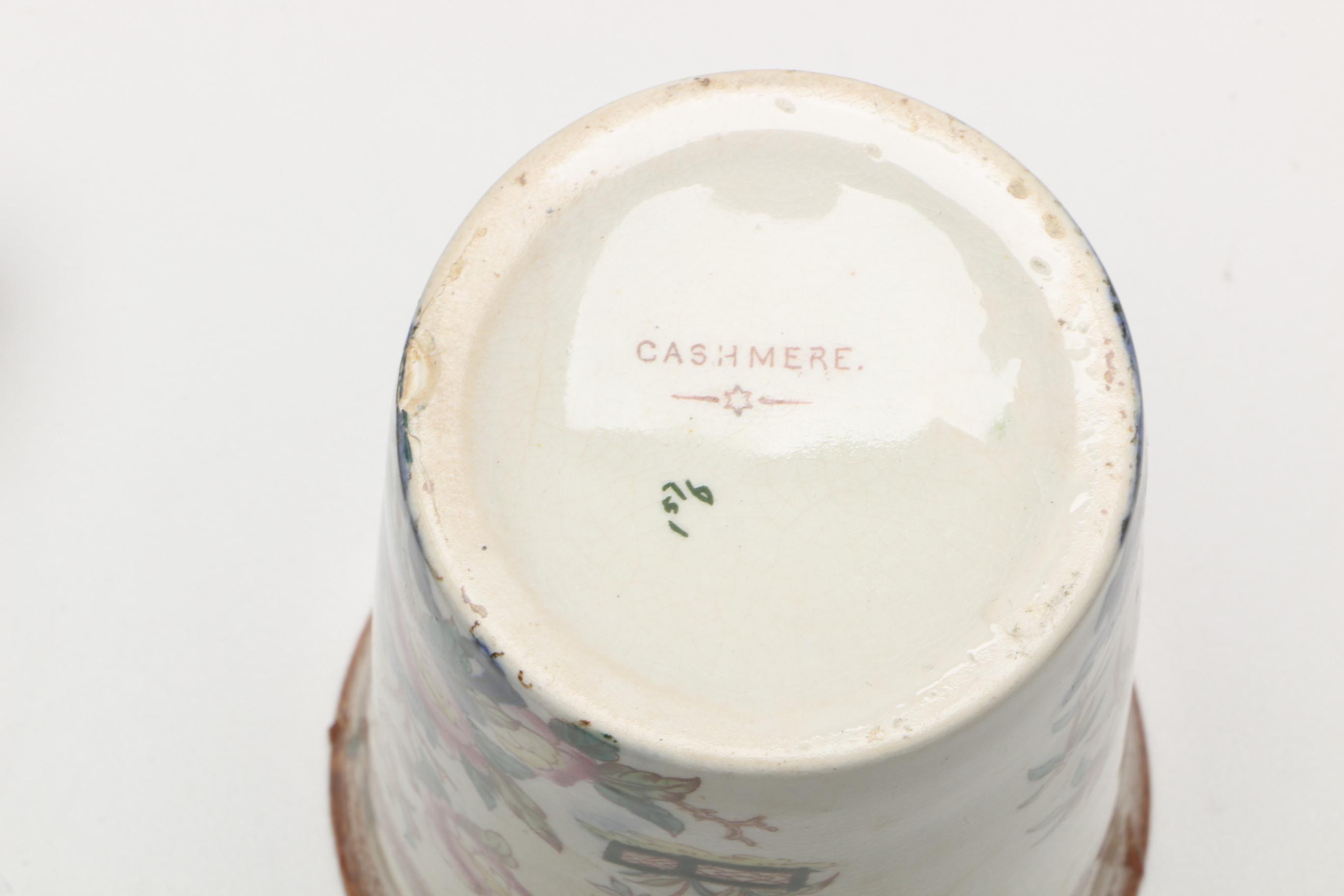 Antique Furnivals "Cashmere" Pitcher, Basin, and Shaving Set