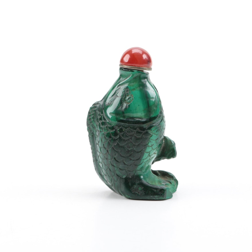 Malachite and Carnelian Snuff Bottle