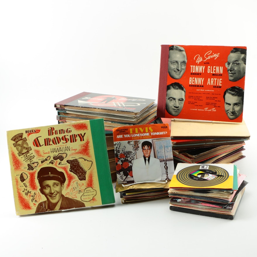 Collection of Vintage 10' Jazz Album Sets and 7' Pop Singles