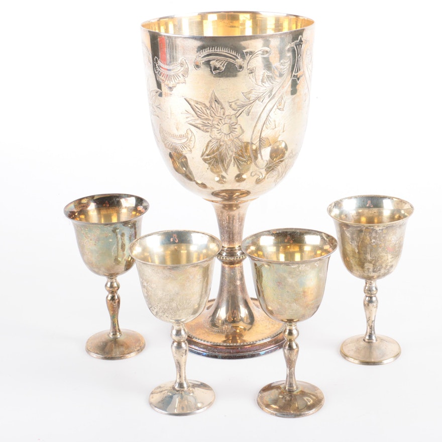 Towle Silver-Plated Cordial Cup Set with Large Goblet