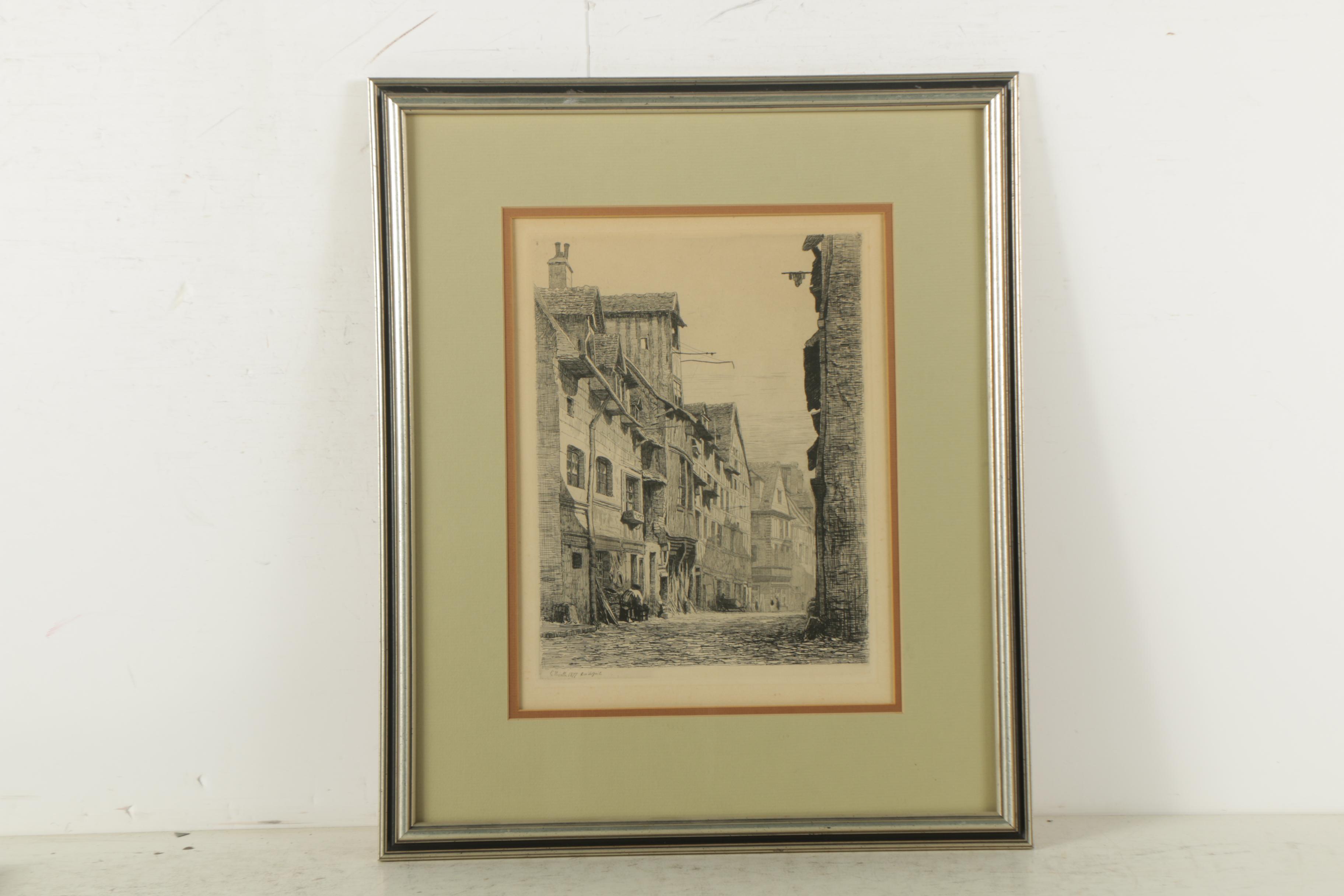 Émile Frederic Nicolle Etchings on Paper of European Architecture