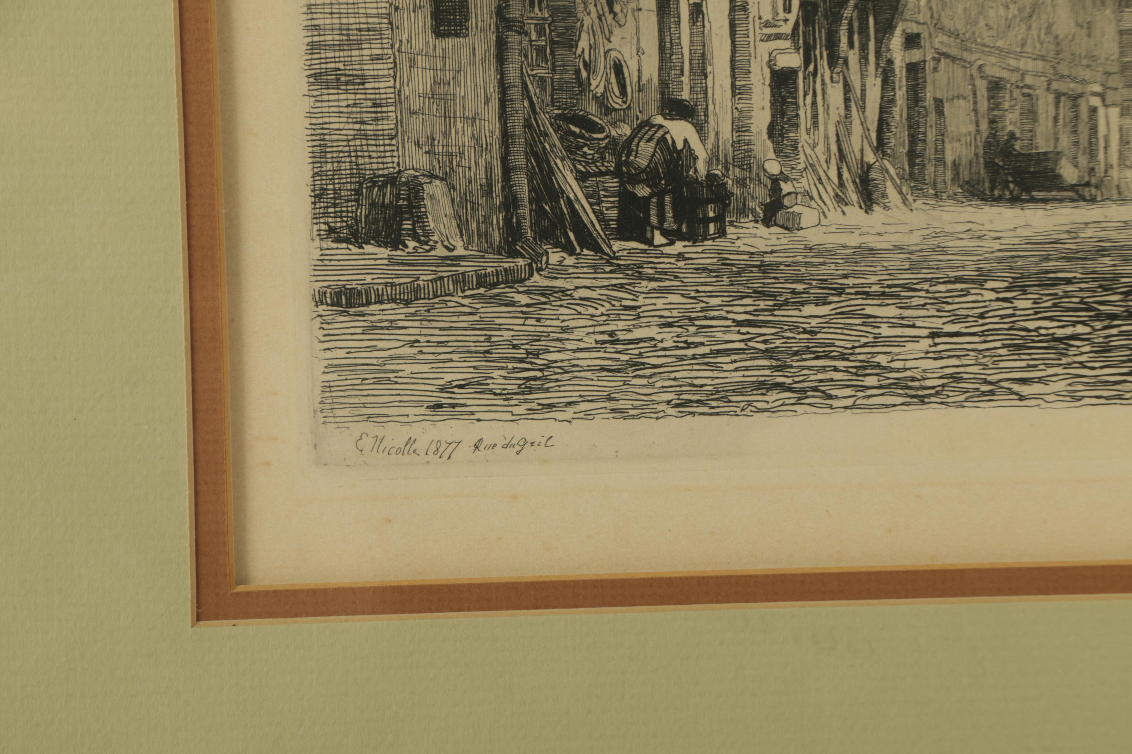 Émile Frederic Nicolle Etchings on Paper of European Architecture