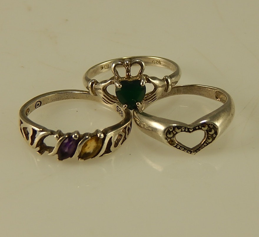 Three Sterling Silver Rings