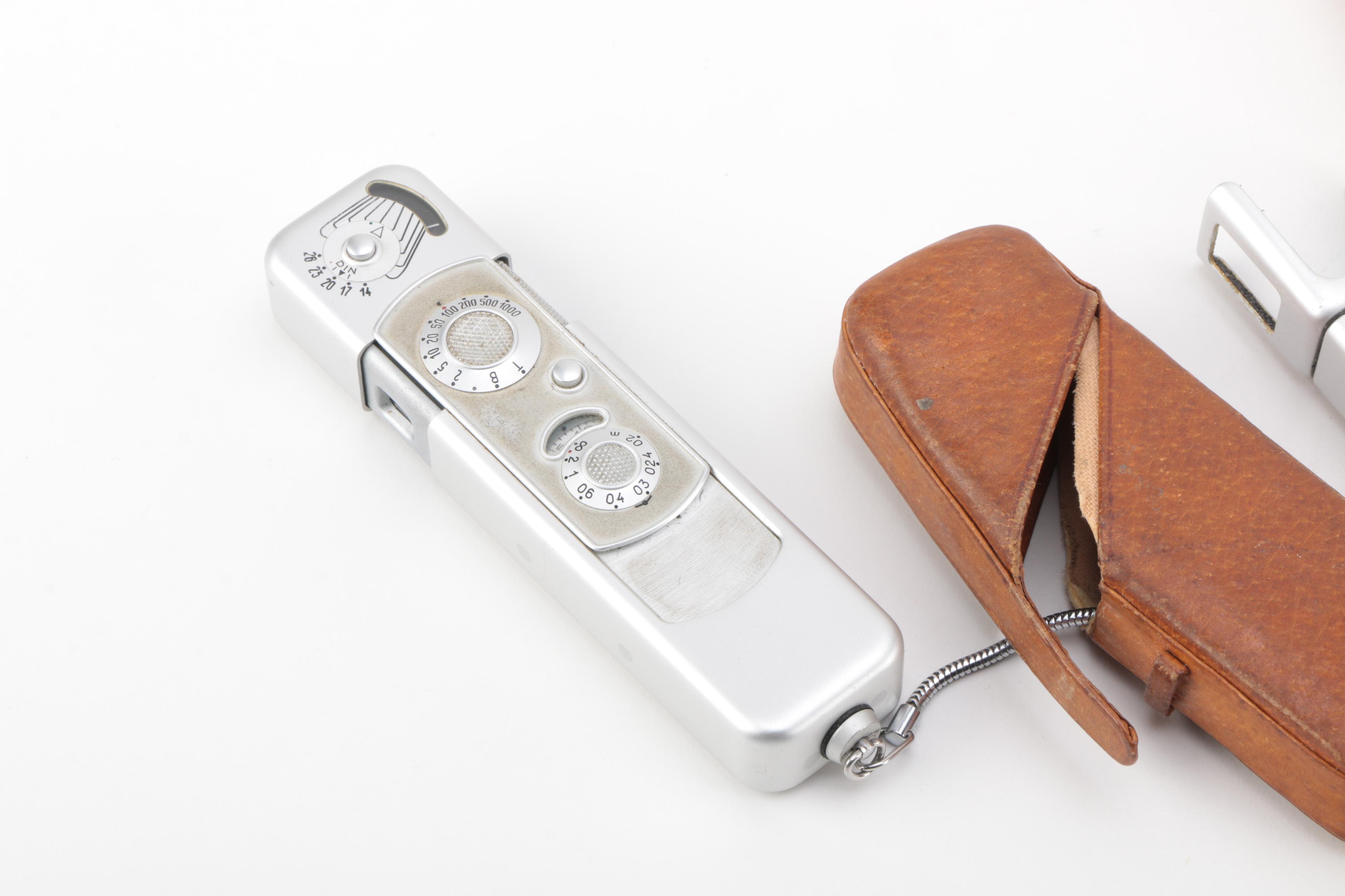 Vintage Minox Wetzlar, Voigtlander, Ansco Lancer, and Kodak Brownie Reflex Cameras