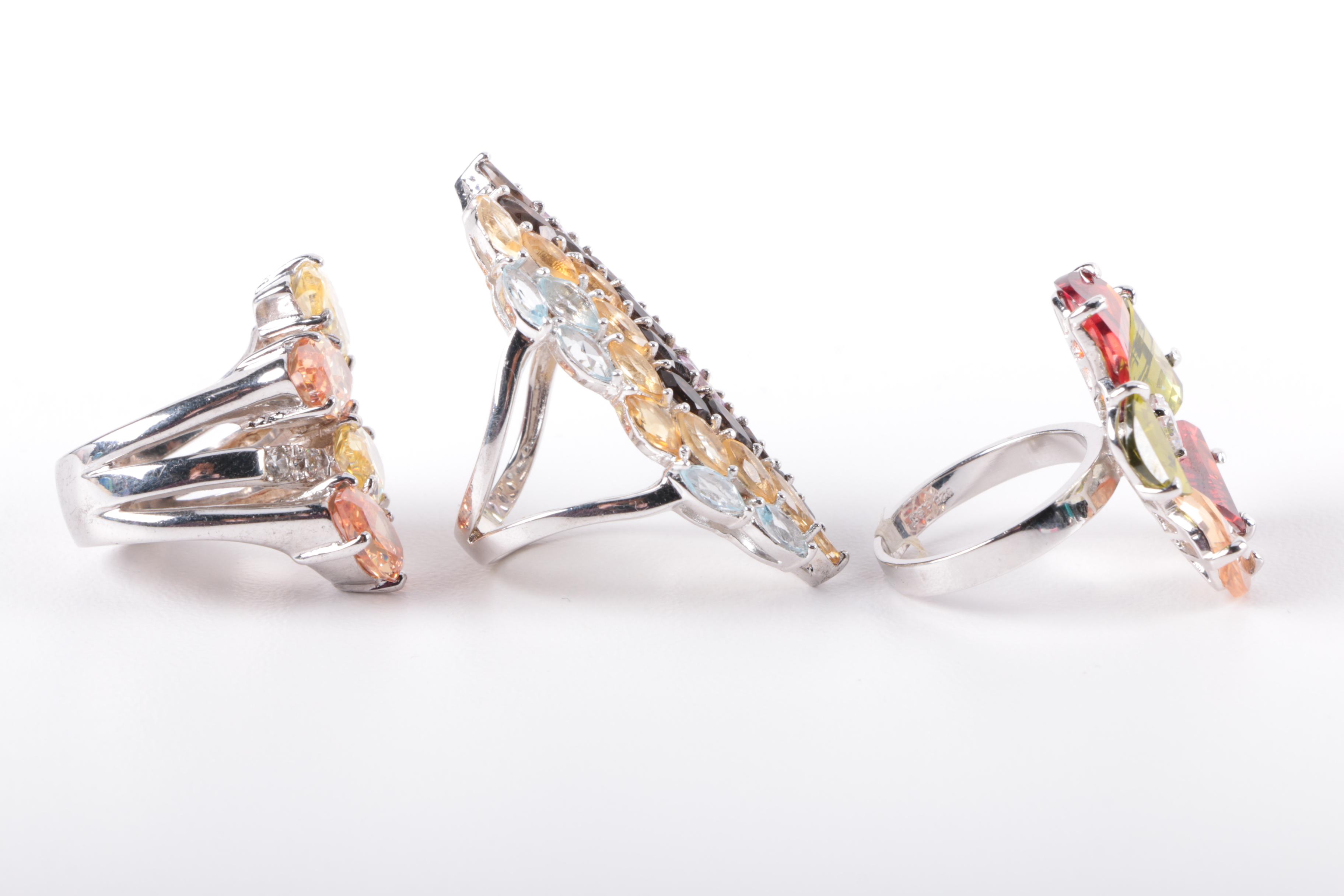 Sterling Silver Gemstone Rings Featuring Blue Topaz and Amethyst