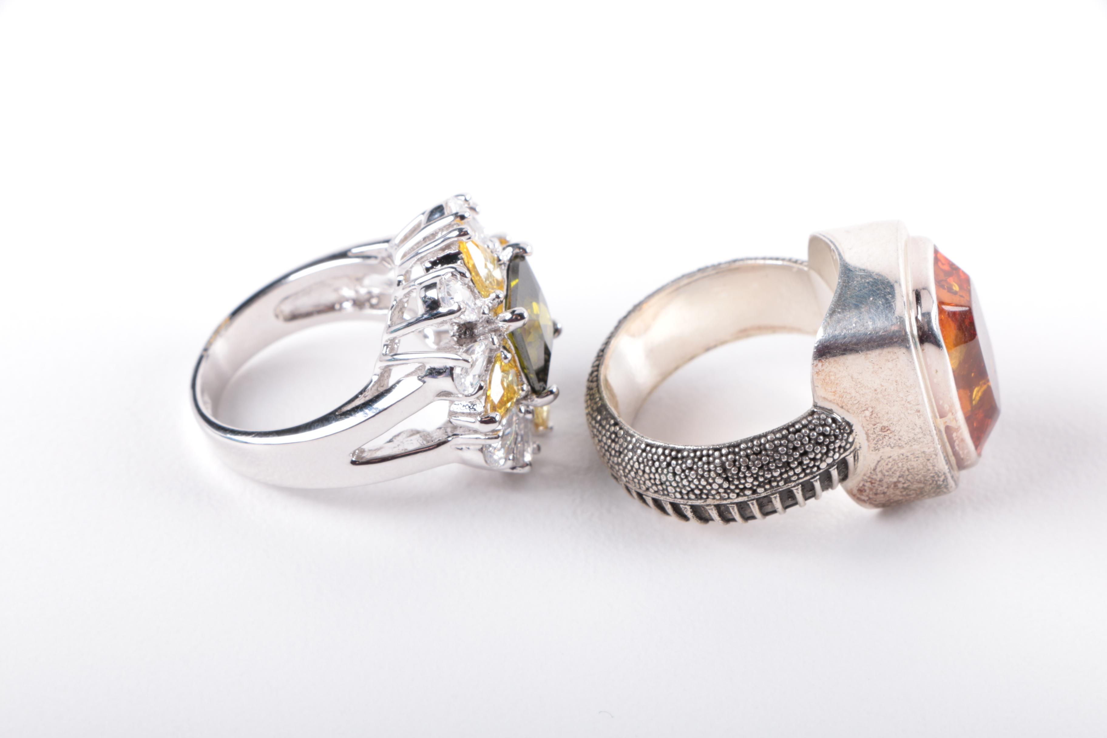 Sterling Silver Gemstone Rings Featuring Blue Topaz and Amethyst