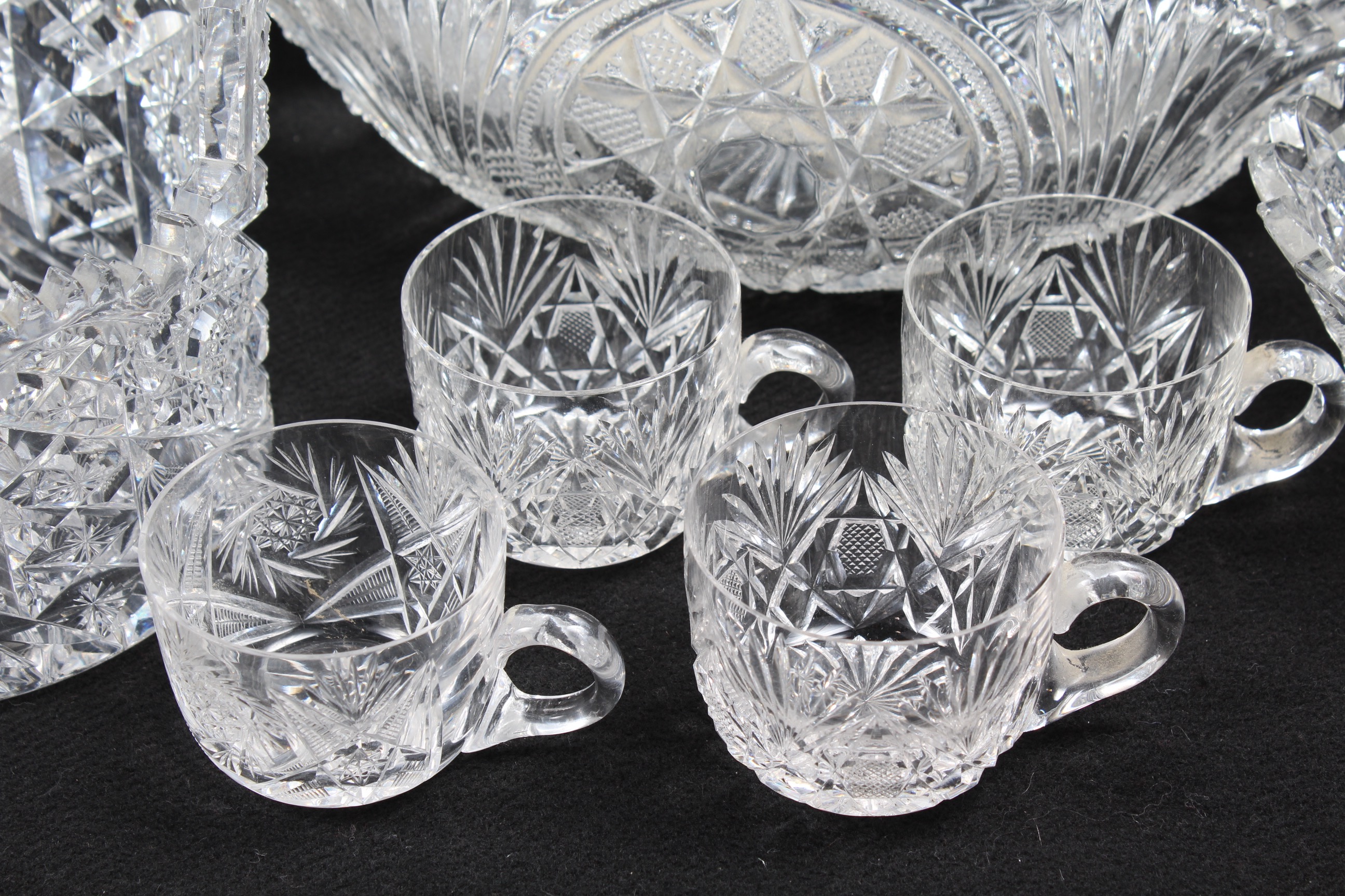 Mainly American Brilliant Cut Glass Hobstar Assortment