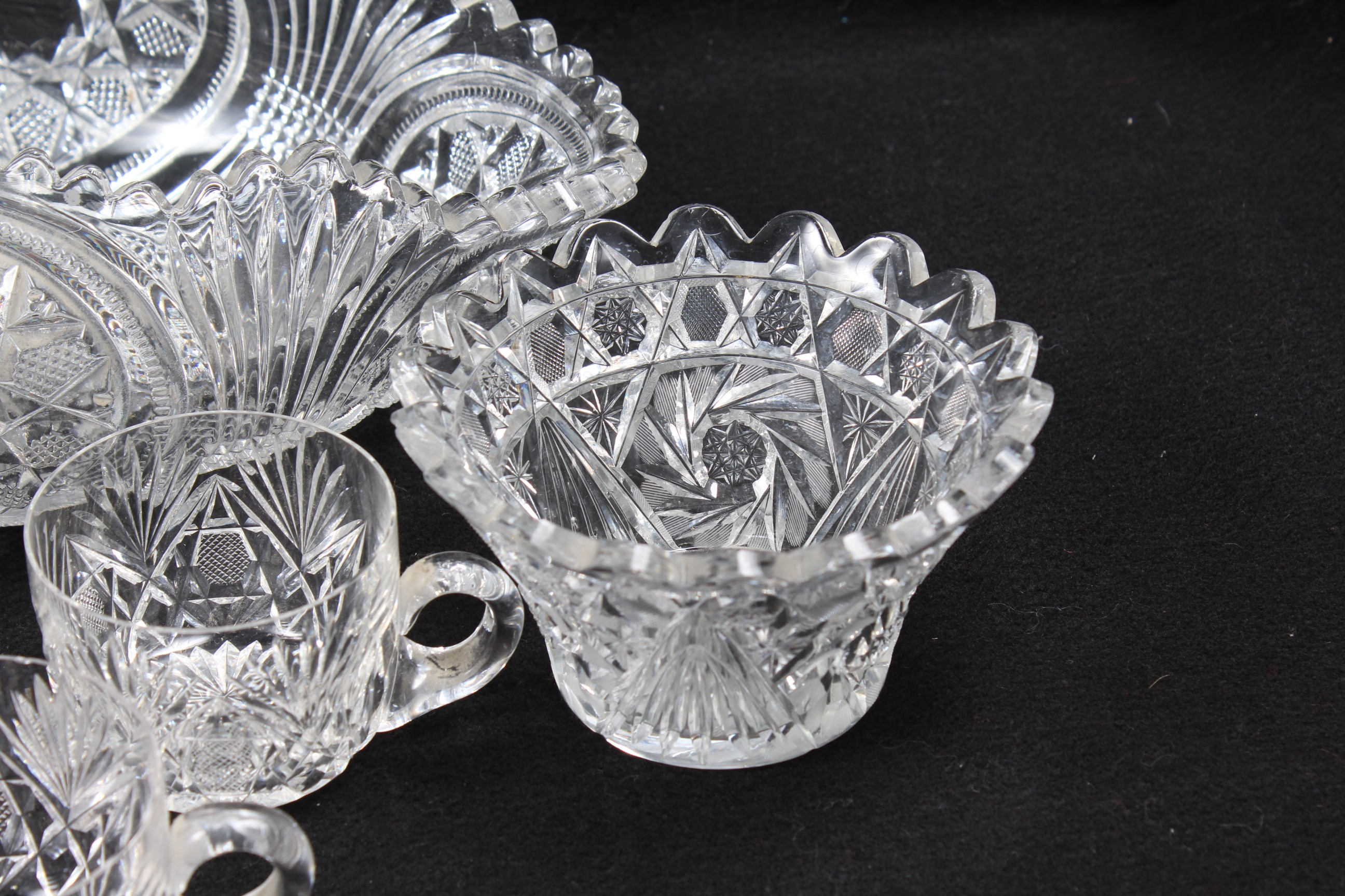 Mainly American Brilliant Cut Glass Hobstar Assortment