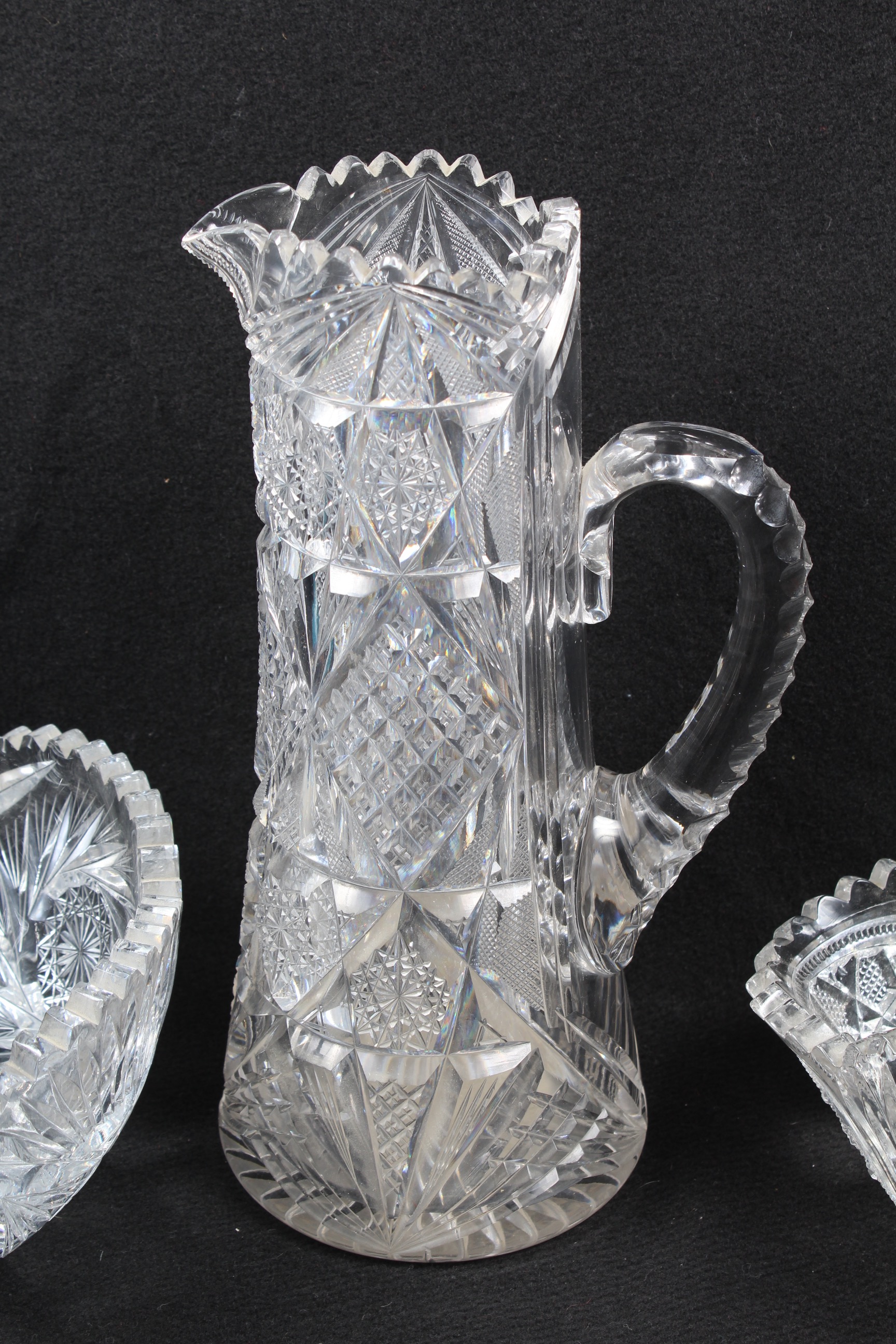 Mainly American Brilliant Cut Glass Hobstar Assortment