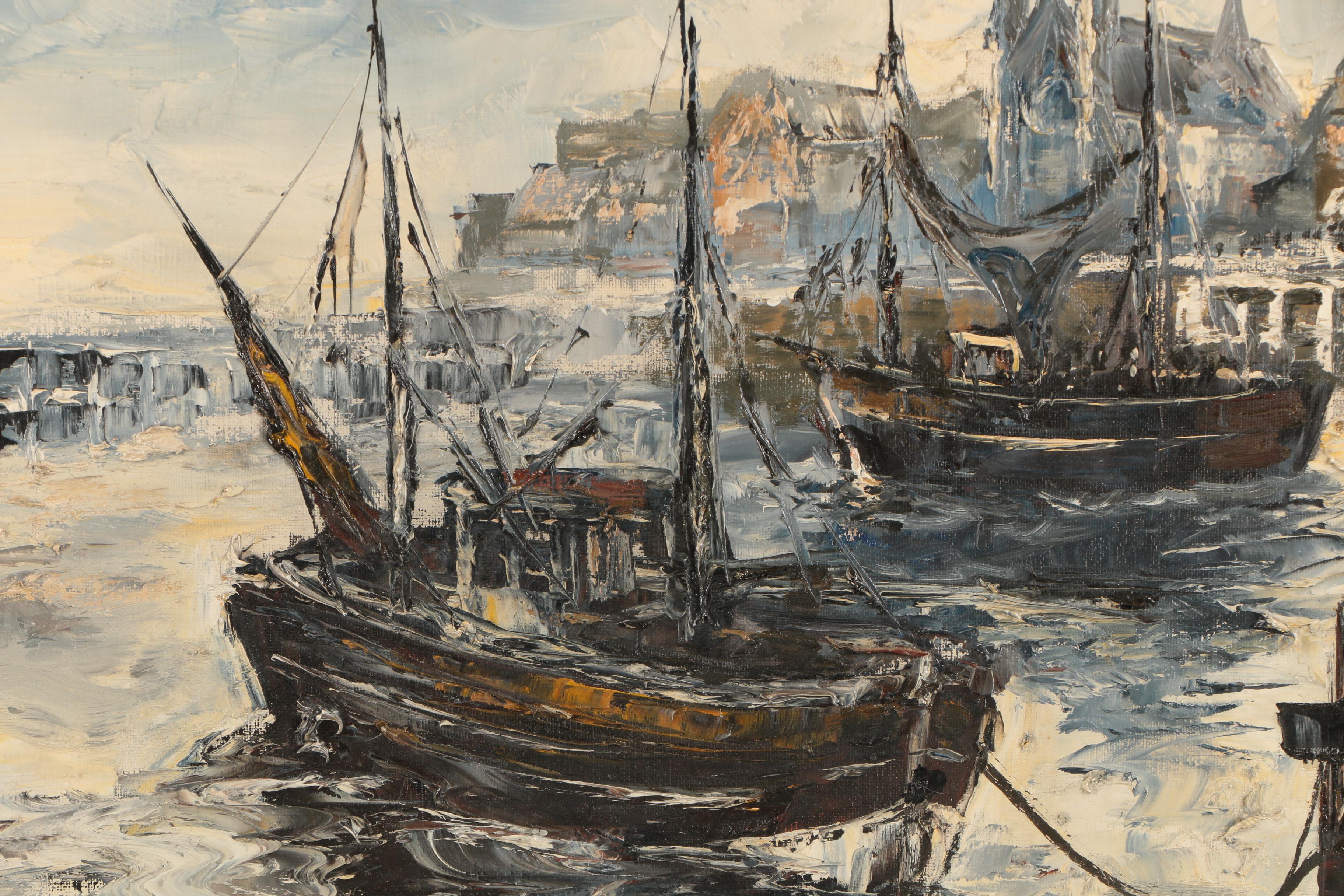 Danny Lammers Oil Painting on Canvas of Harbor Scene