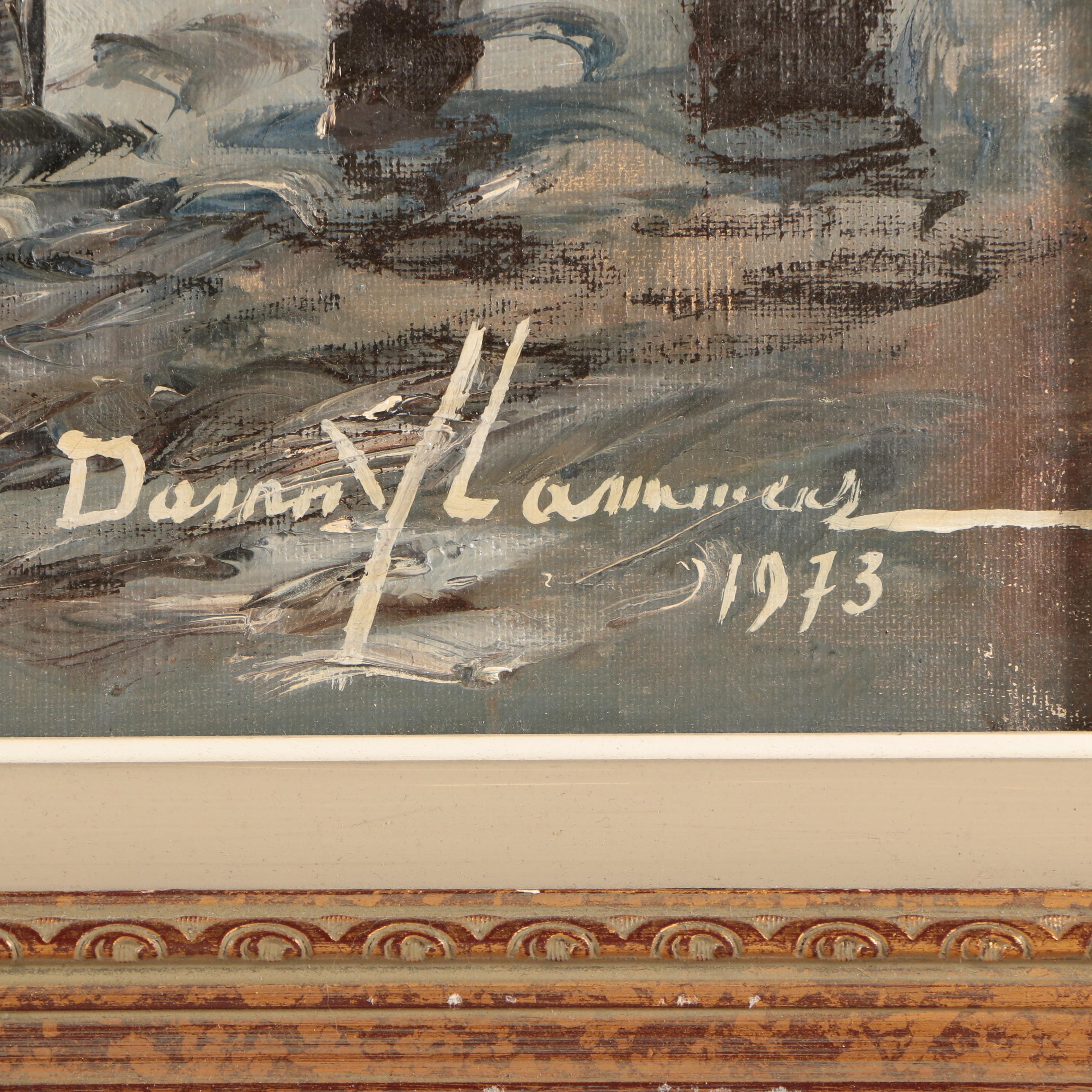 Danny Lammers Oil Painting on Canvas of Harbor Scene