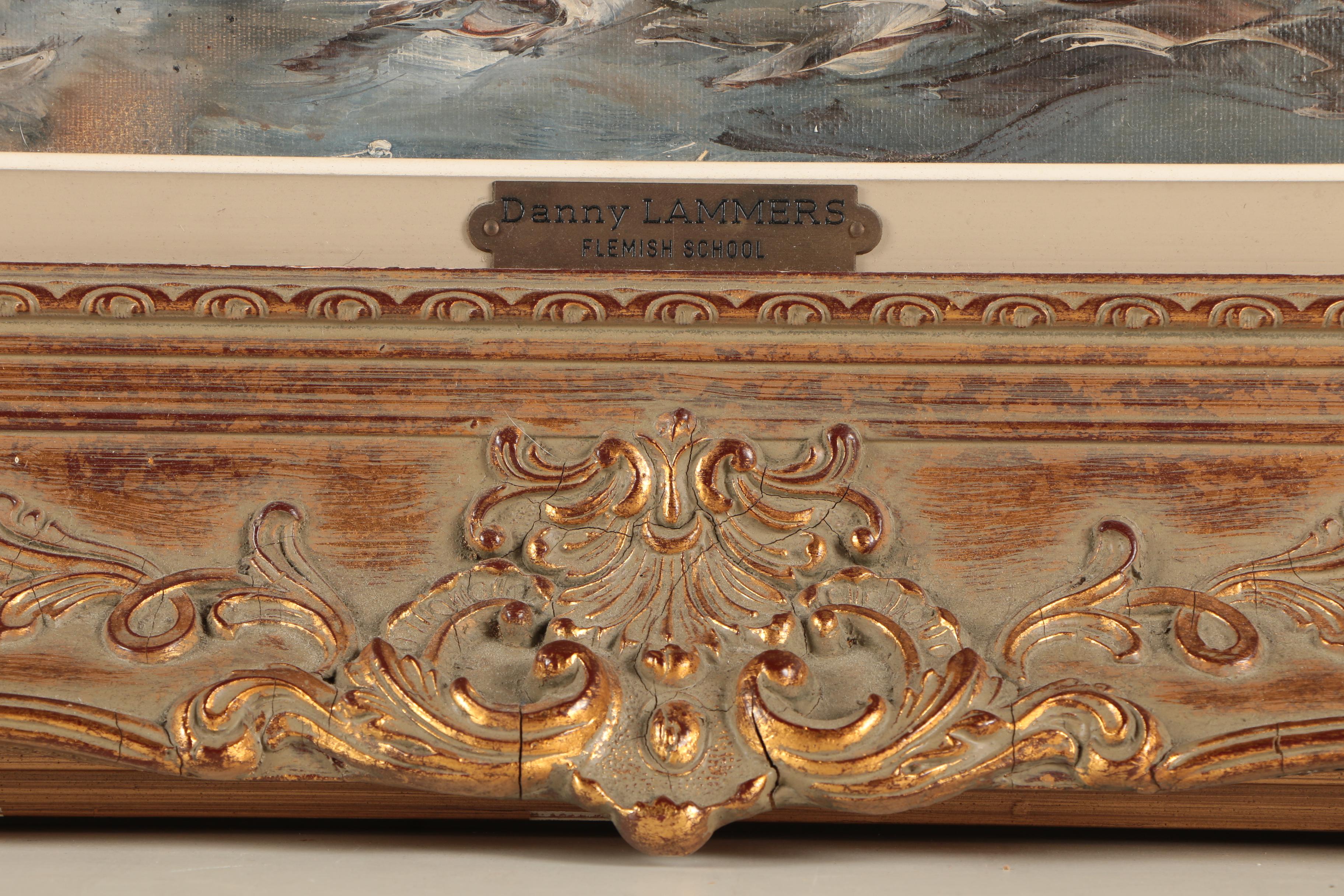 Danny Lammers Oil Painting on Canvas of Harbor Scene