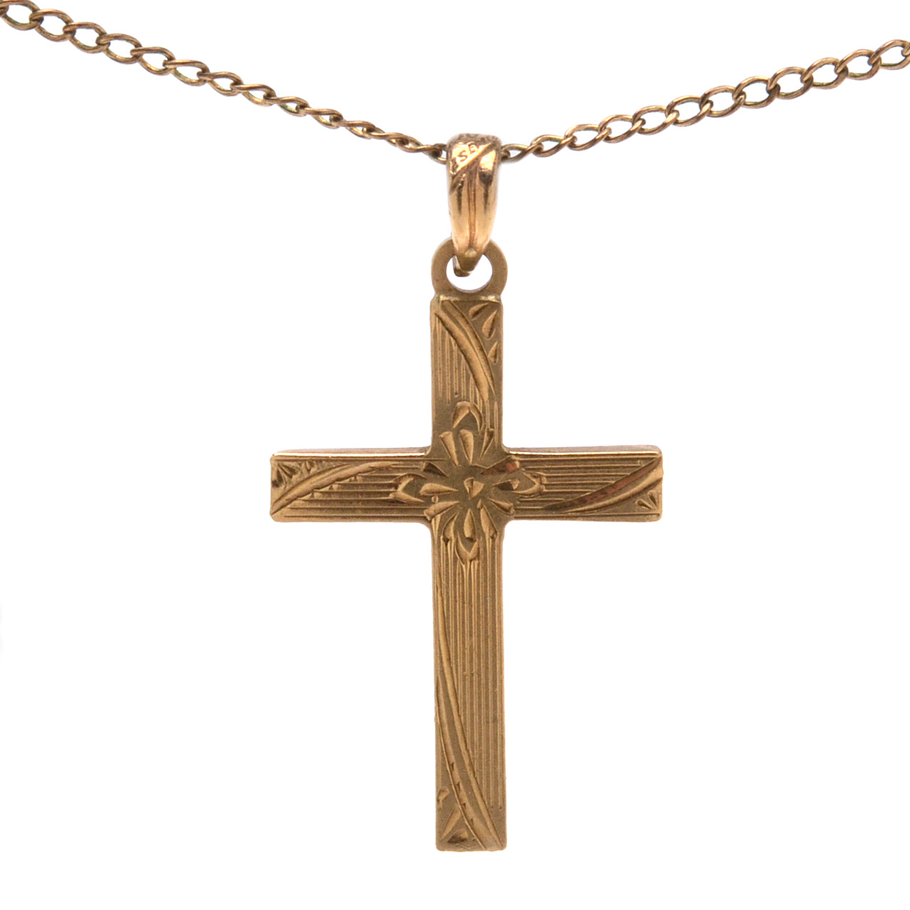Vintage 10K Esemco Cross Pendant with 14K Gold Chain