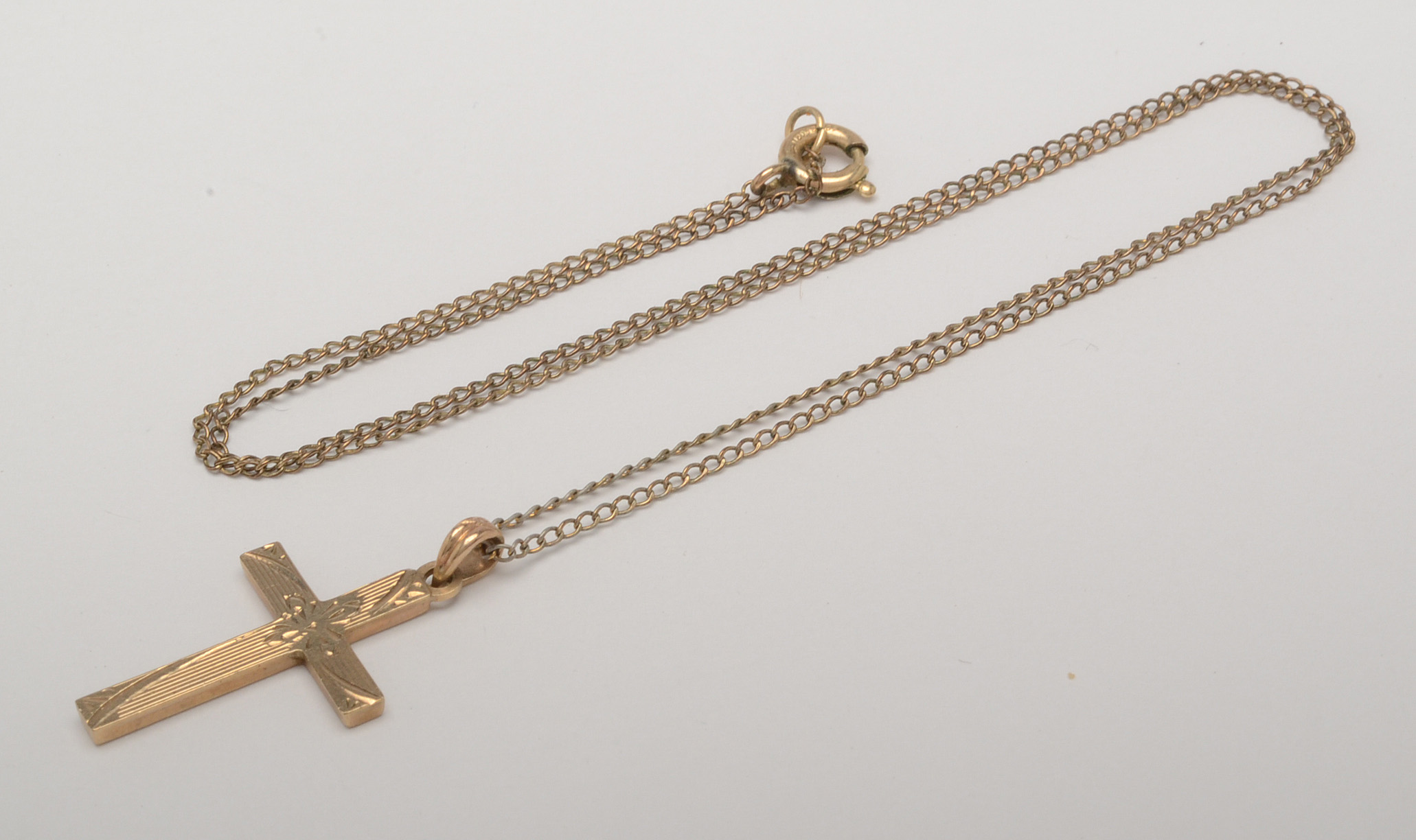 Vintage 10K Esemco Cross Pendant with 14K Gold Chain
