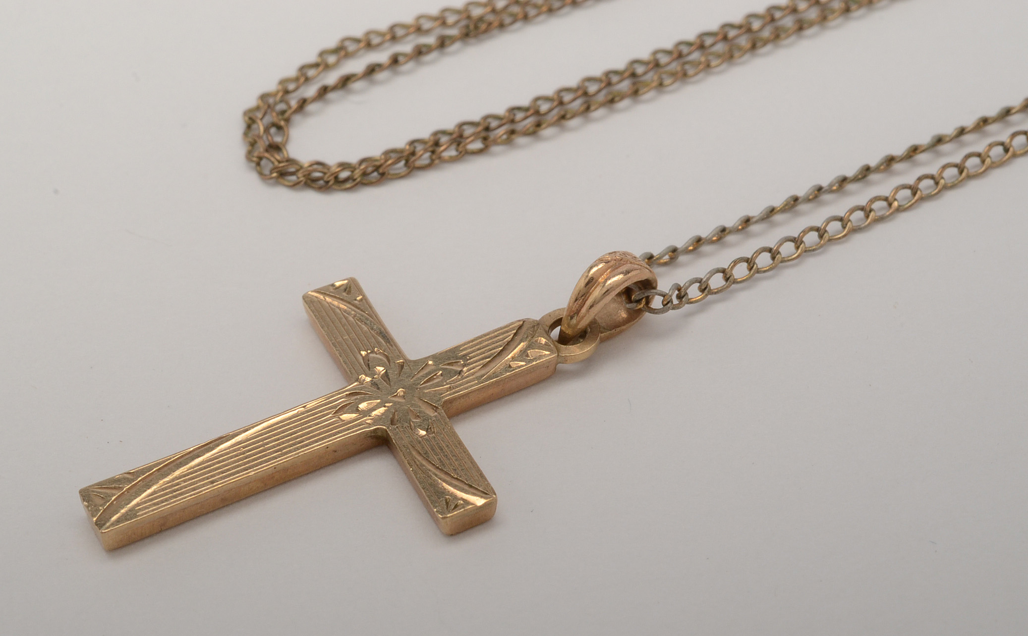 Vintage 10K Esemco Cross Pendant with 14K Gold Chain
