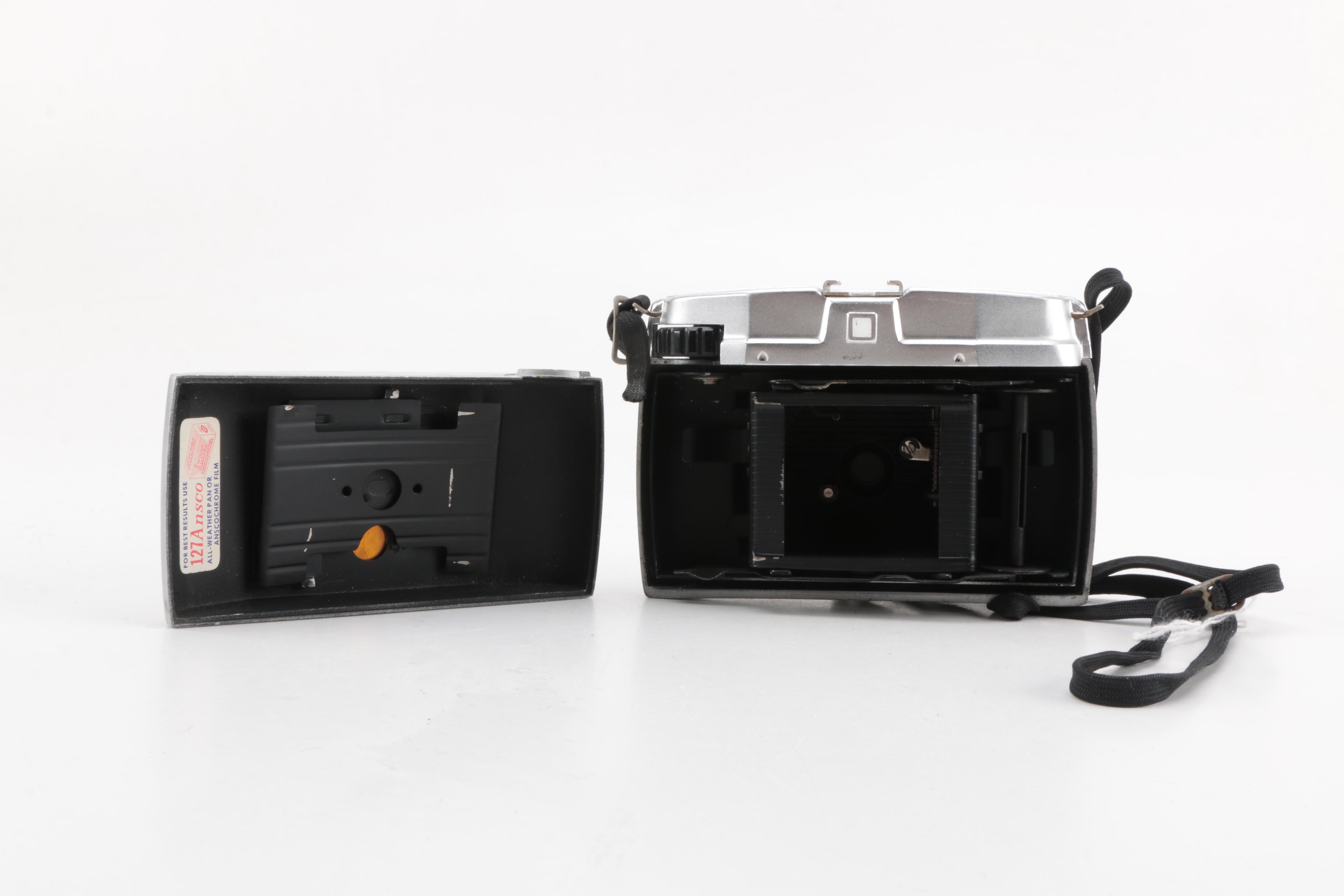 Vintage Minox Wetzlar, Voigtlander, Ansco Lancer, and Kodak Brownie Reflex Cameras