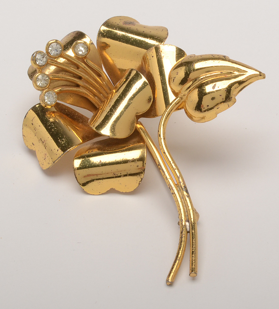 Sterling Silver Floral Brooch with Gold Wash