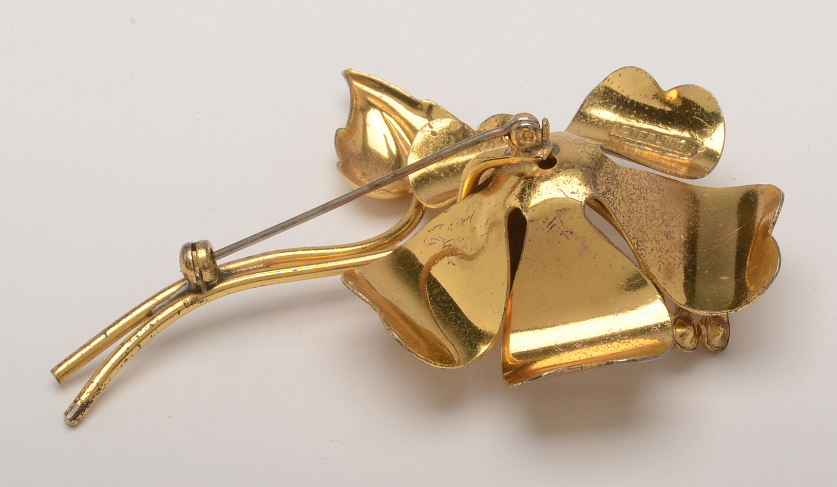 Sterling Silver Floral Brooch with Gold Wash