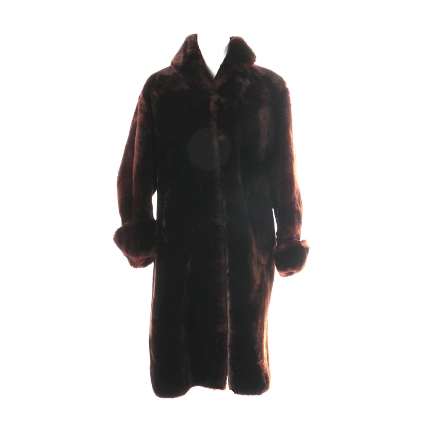 Women's Vintage Dark Brown Dyed Shearling Coat