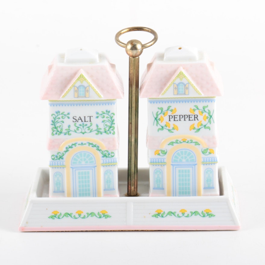 Lenox Village Salt and Pepper Set with Stand