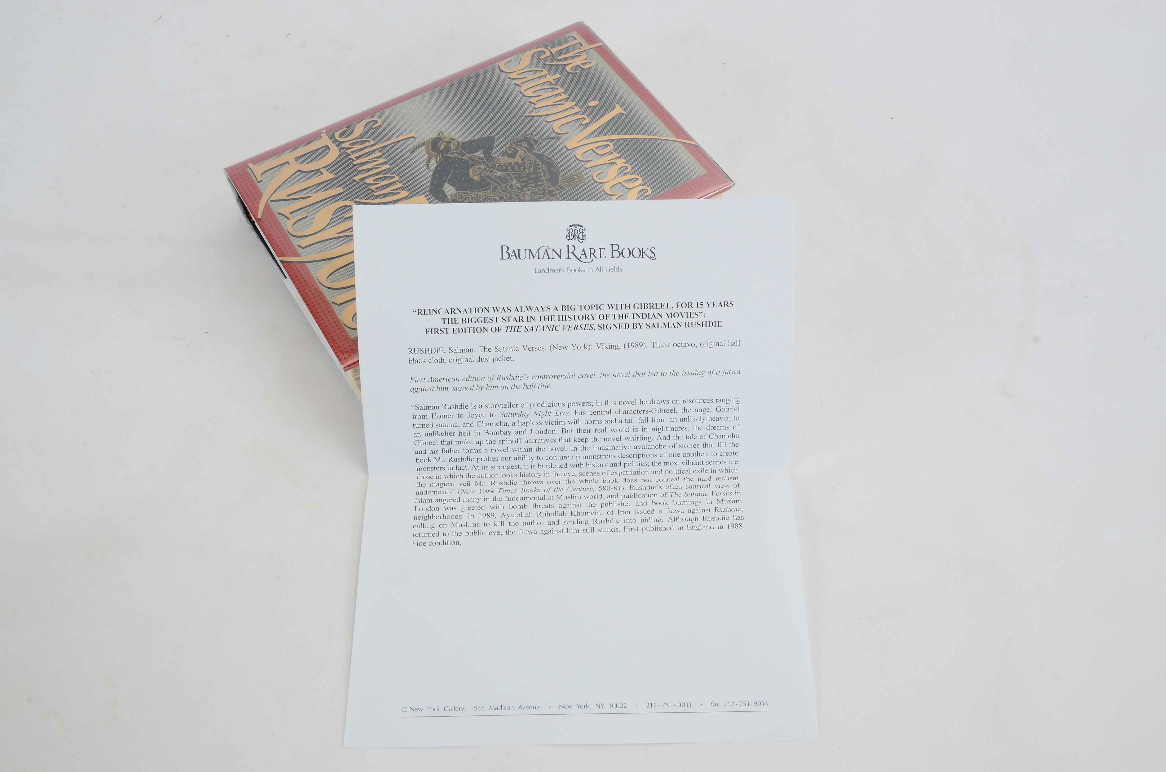 Signed First American Edition of "The Satanic Verses" by Salman Rushdie