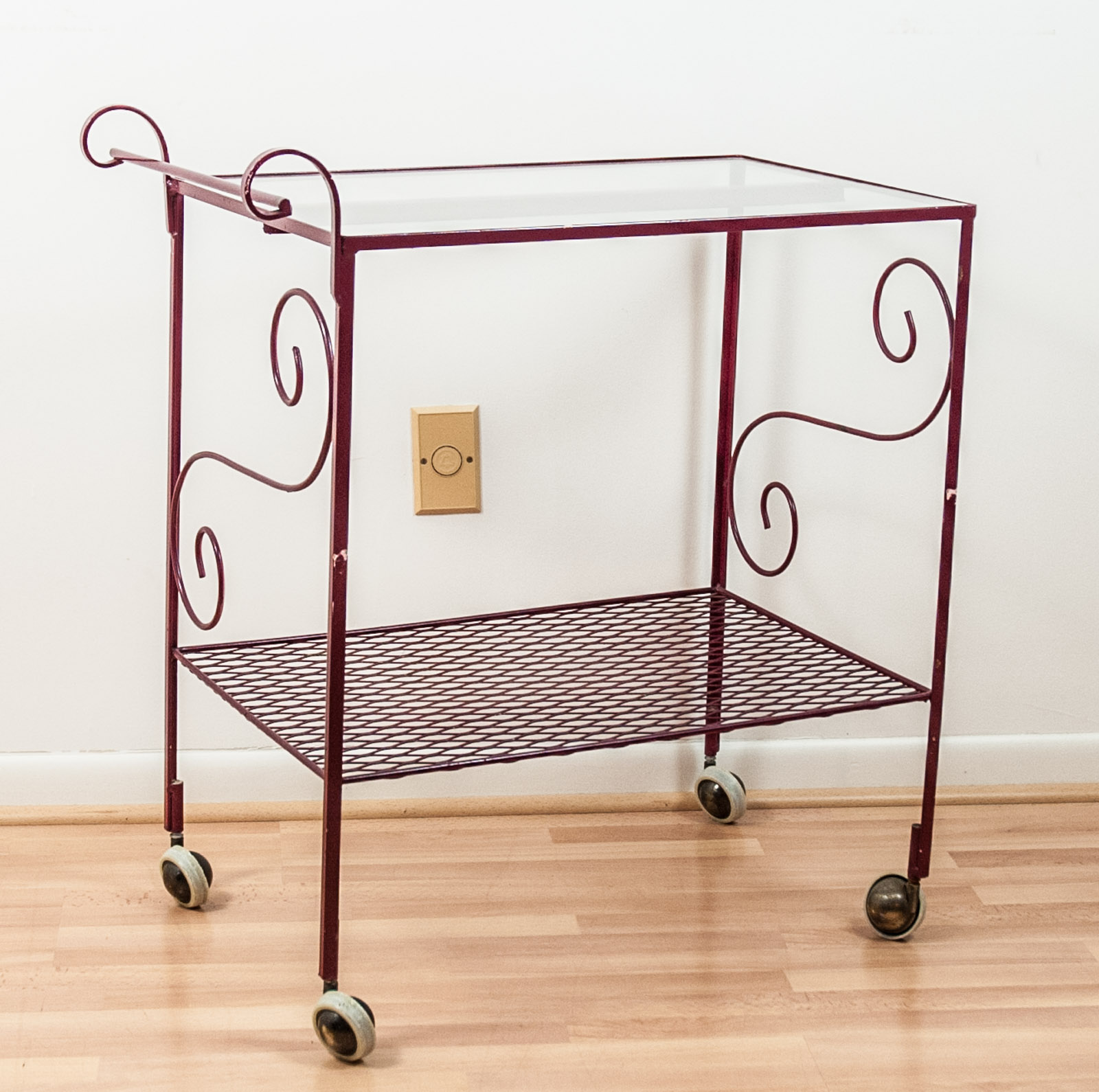 Red Metal Bar Cart