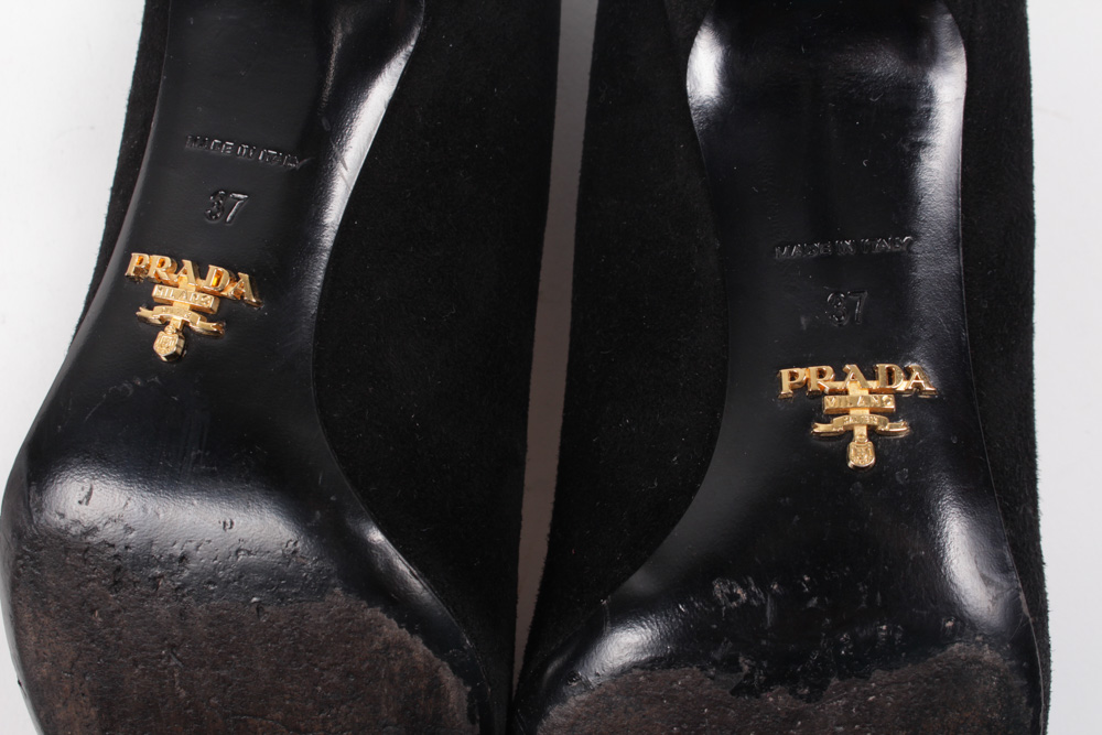 Prada Black Suede Heels