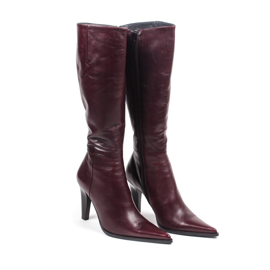 Façonnable Burgundy Leather Boots