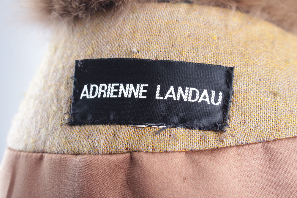 Adrienne Landau Tapestry Coat with Ranched Fox Fur Collar