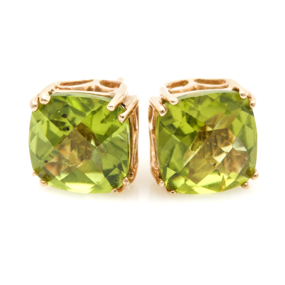 Clyde Duneier 14K Yellow Gold Peridot Earrings