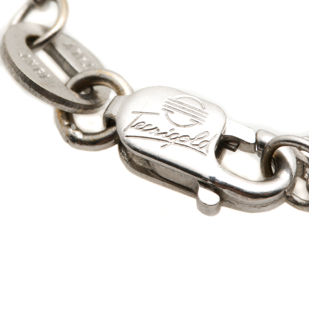 18K White Gold Diamond Monkey Pendant Necklace