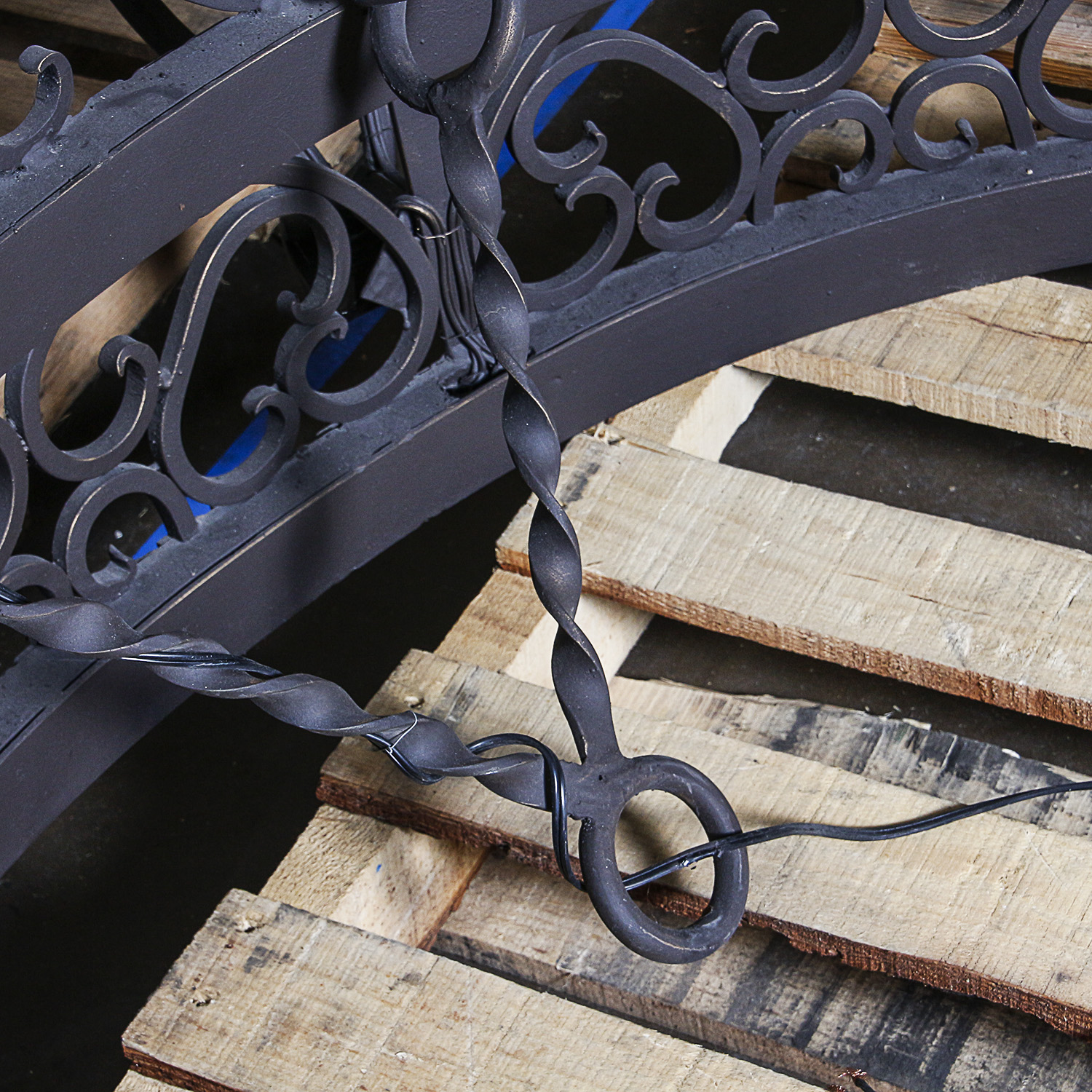 Large Wrought Iron Three Tiered Chandelier