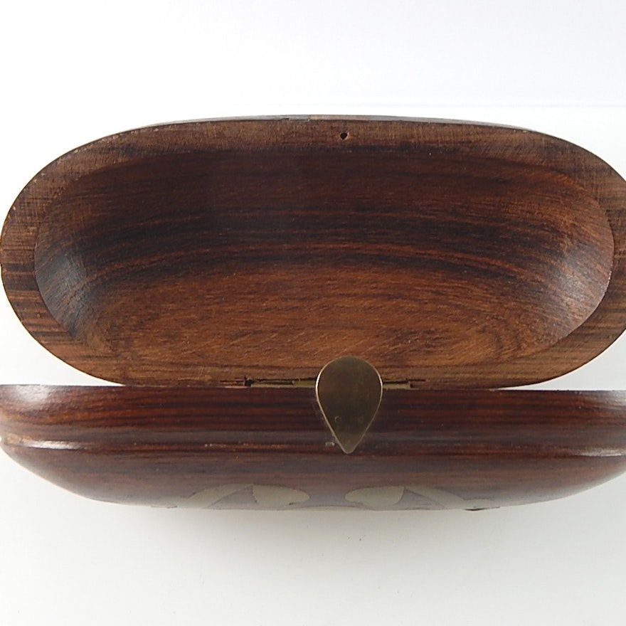 Vintage Wood and Brass Trinket Box